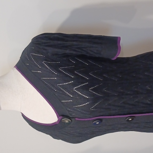 Mac & Jac Short Sleeve Long Line Cotton Lacy Cardigan- Sz. Sm - Picture 4 of 10